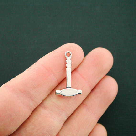 6 Hammer Antique Silver Tone Charms 3D - SC6607