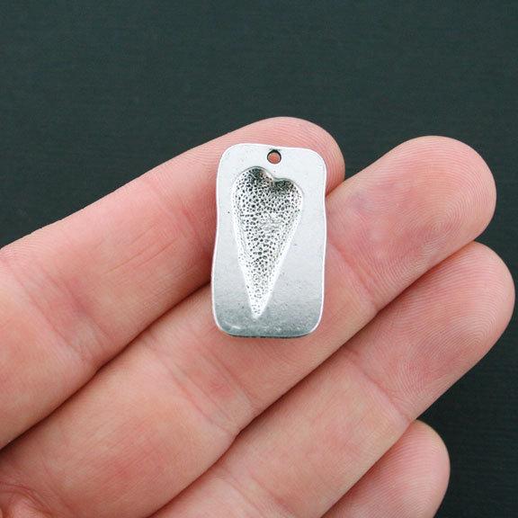6 Heart Antique Silver Tone Charms - SC2550