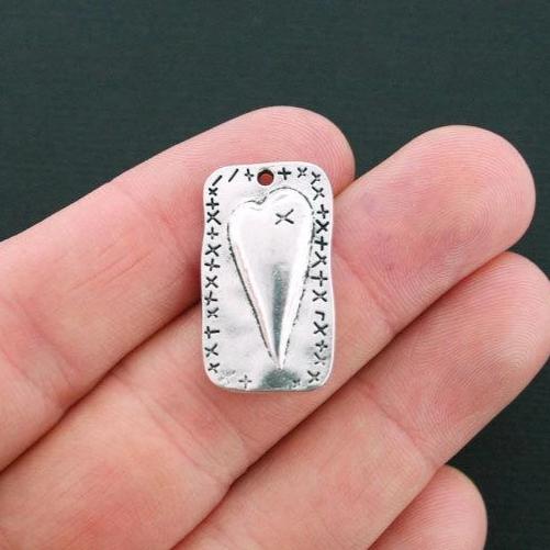 6 Heart Antique Silver Tone Charms - SC2550