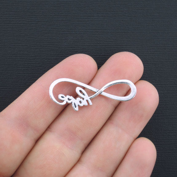 6 Hope Infinity Connector Antique Silver Tone Charms - SC3165
