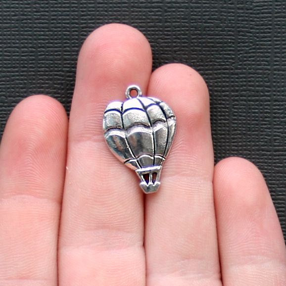 6 Hot Air Balloon Antique Silver Tone Charms - SC2217