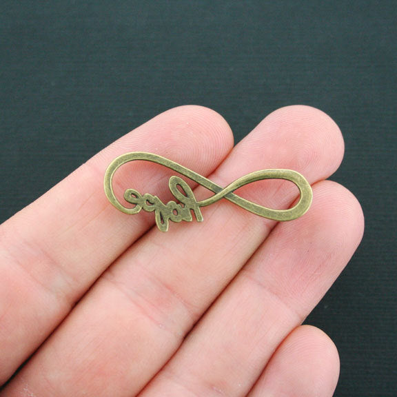 6 Infinity Hope Connector Antique Bronze Tone Charms - BC955
