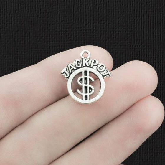 6 Jackpot Antique Silver Tone Charms - SC3732