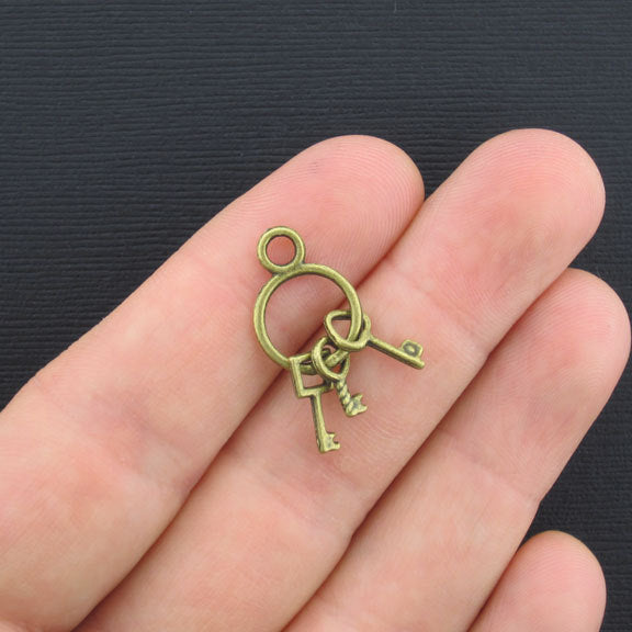 6 Keys Antique Bronze Tone Charms 3D - BC139