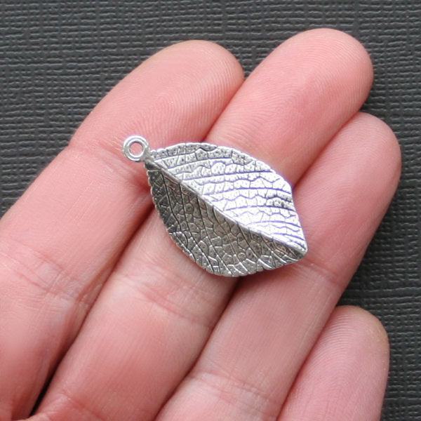 6 Leaf Antique Silver Tone Charms 2 Sided - SC2119