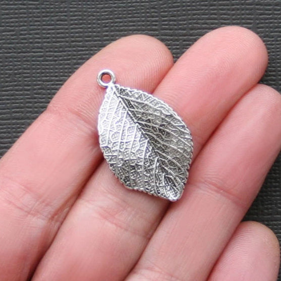 6 Leaf Antique Silver Tone Charms 2 Sided - SC2119
