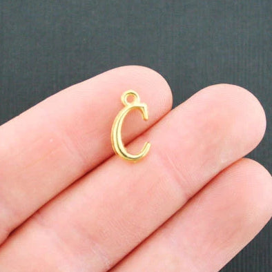 6 Letter C Antique Gold Tone Charms - GC740