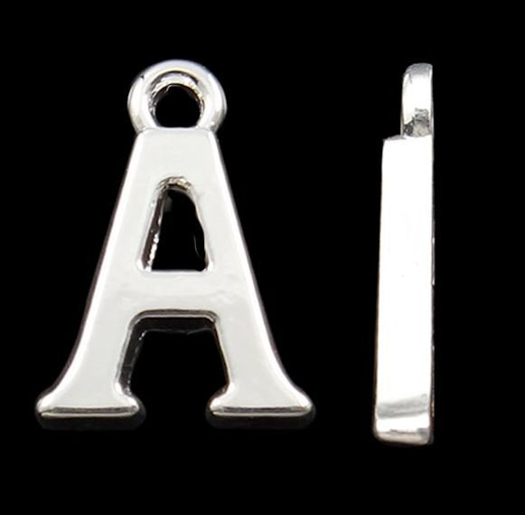 4 Lettre A Alphabet Argenté Charms - SC2336