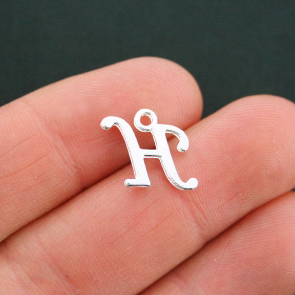 6 Letter H Antique Silver Tone Charms - SC5355