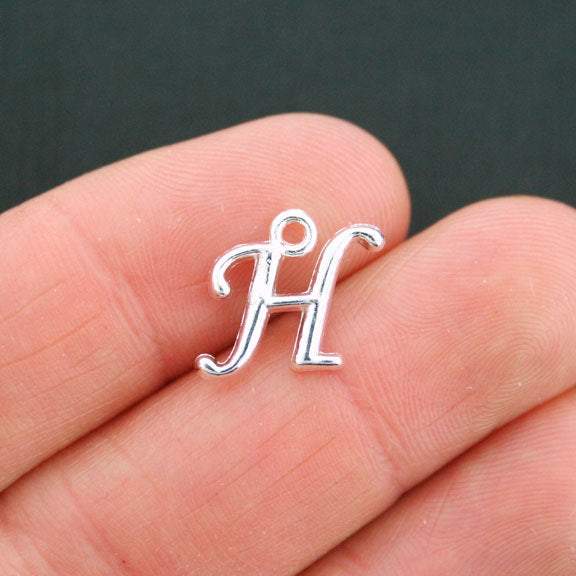 6 Letter H Antique Silver Tone Charms - SC5355