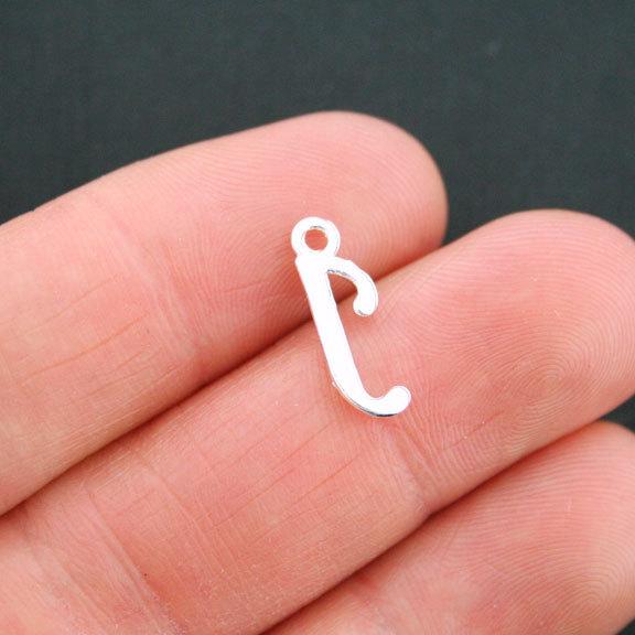 6 Letter J Antique Silver Tone Charms - SC5357