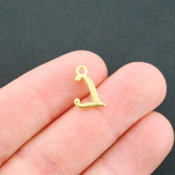 6 Letter L Antique Gold Tone Charms - GC749