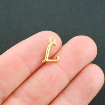 6 Letter L Antique Gold Tone Charms - GC749