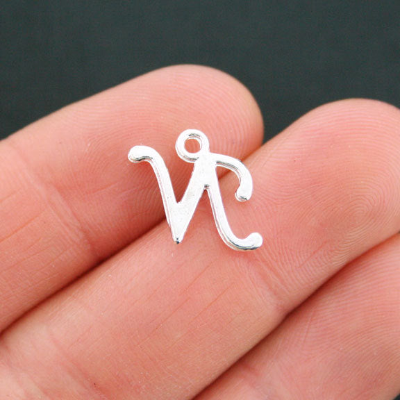 6 Letter N Antique Silver Tone Charms - SC5361