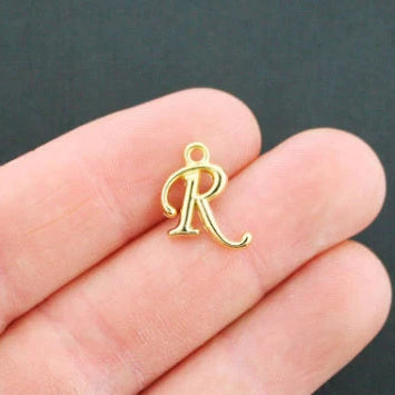 6 breloques de ton or antique lettre R - GC755