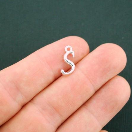 6 Letter S Antique Silver Tone Charms - SC5366