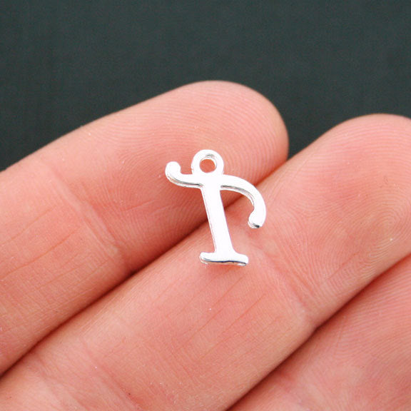 6 Letter T Antique Silver Tone Charms - SC5367