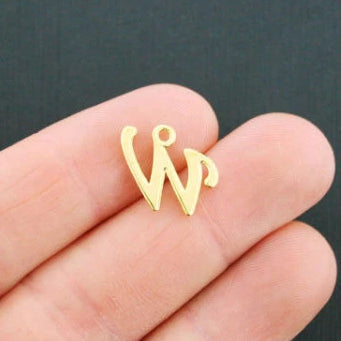 6 breloques de ton or antique lettre W - GC760