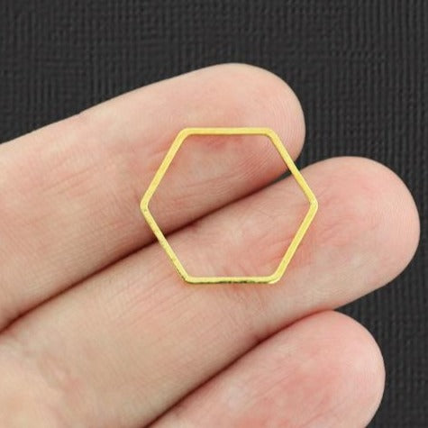 6 Linking Ring Gold Tone Brass Charms 2 Sided - BR150