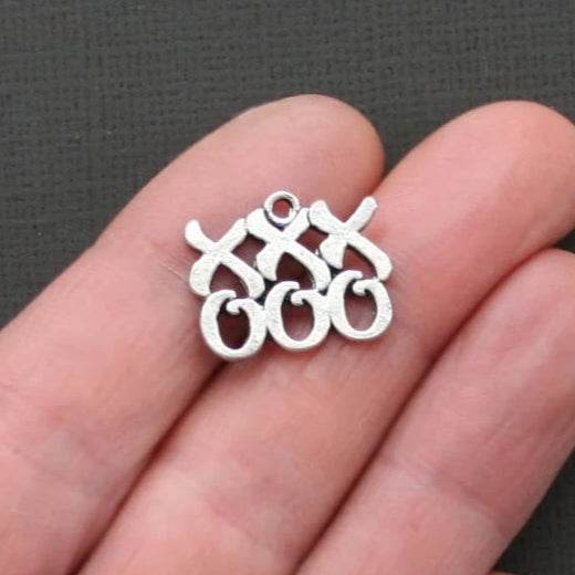 6 Love XOXO Antique Silver Tone Charms - SC1799