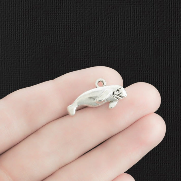 6 Manatee Antique Silver Tone Charms - SC2117