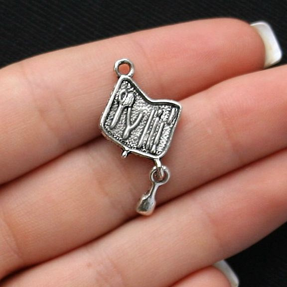 6 Manicure Set Antique Silver Tone Charms - SC1027