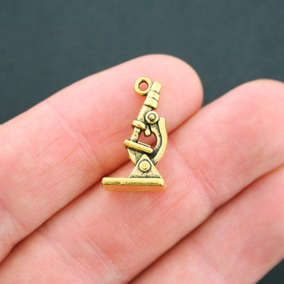 6 Microscope Antique Gold Tone Charms 3D - GC616