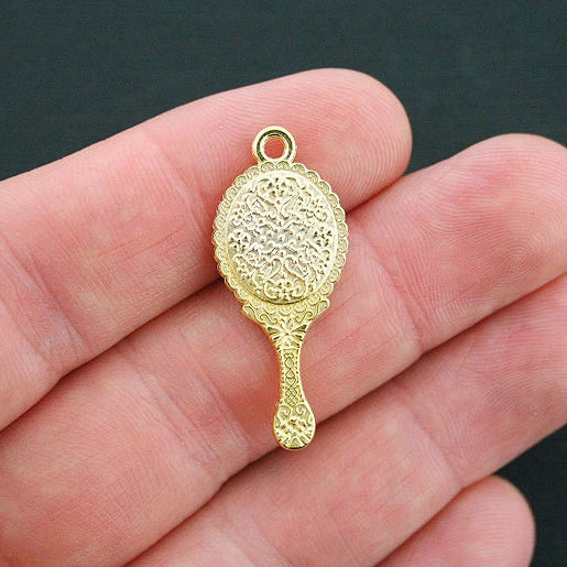 6 Mirror Gold Plated Charms 2 Sided - GC143