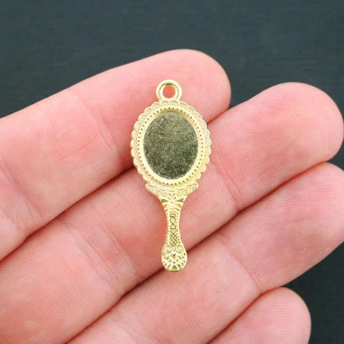 6 Mirror Gold Plated Charms 2 Sided - GC143