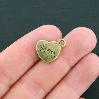 6 Mom Antique Bronze Tone Charms 2 Sided - BC1349
