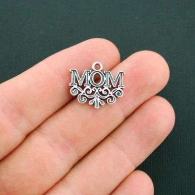 6 breloques de ton argent antique maman - SC5756