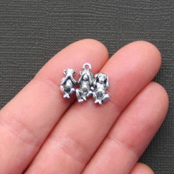 6 Monkey Antique Silver Tone Charms - SC2197