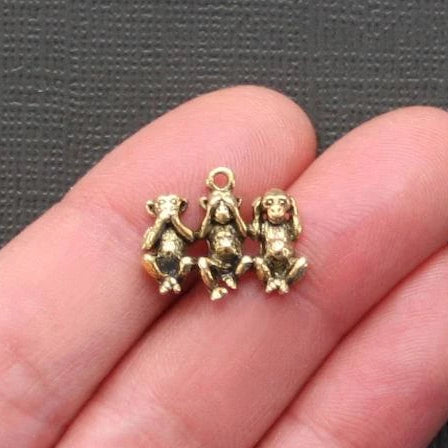 6 Monkey Gold Tone Charms - GC144