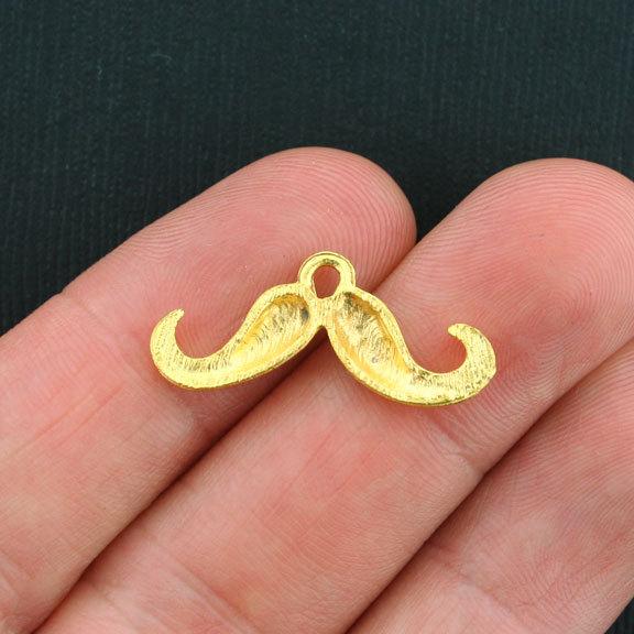 6 Mustache Antique Gold Tone Charms - GC359