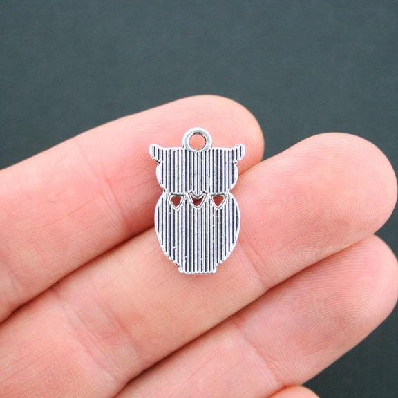 6 Owl Antique Silver Tone Charms - SC2133