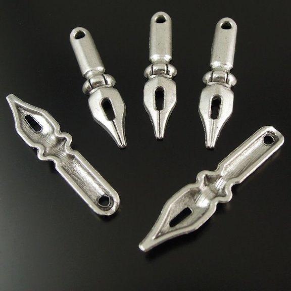 6 breloques de ton argent antique plume plume - SC2301