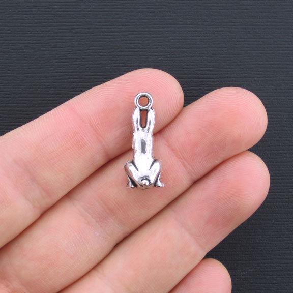 6 Rabbit Antique Silver Tone Charms 3D - SC3233