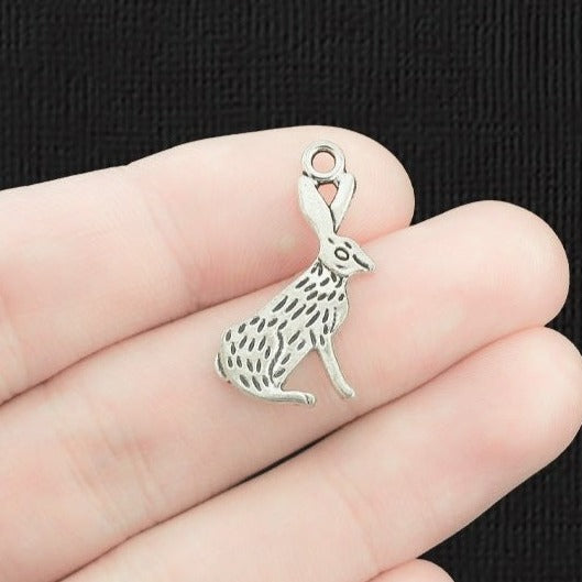 6 Rabbit Antique Silver Tone Charms - SC1520