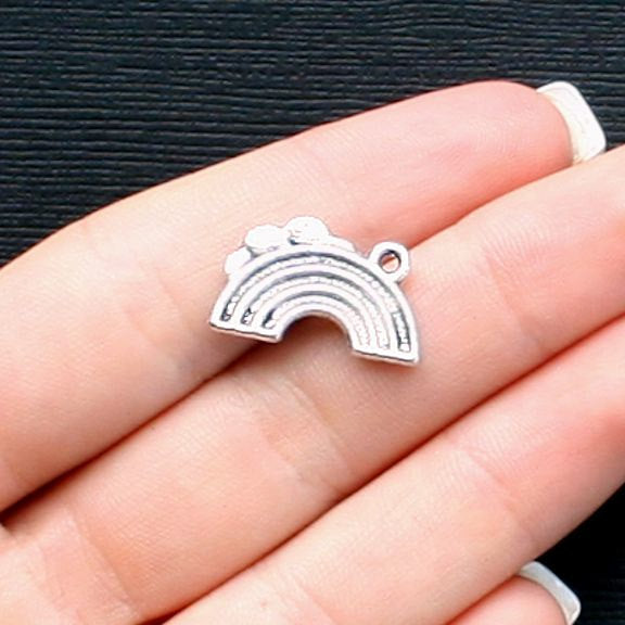 6 Rainbow Antique Silver Tone Charms - SC409