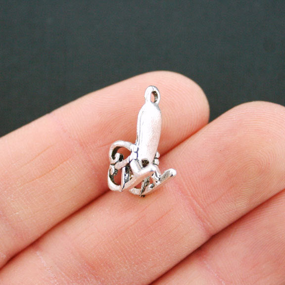 6 Rocking Chair Antique Silver Tone Charms 3D - SC5428