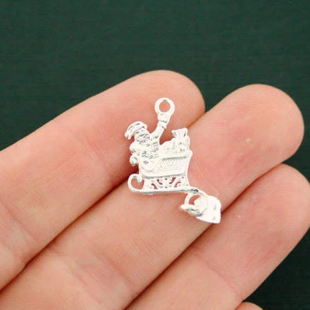 6 breloques ton argent Père Noël 2 faces - XC016