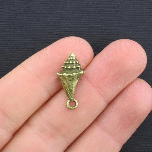 6 breloques coquillage ton bronze antique 3D - BC931