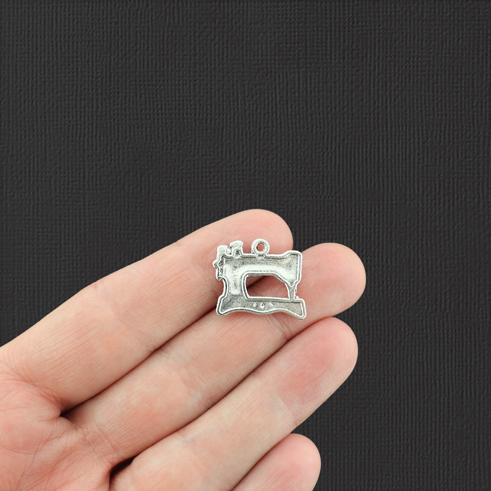 6 Sewing Machine Antique Silver Tone Charms - SC420