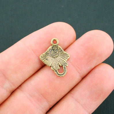 6 Stingray Antique Gold Tone Charms - GC828