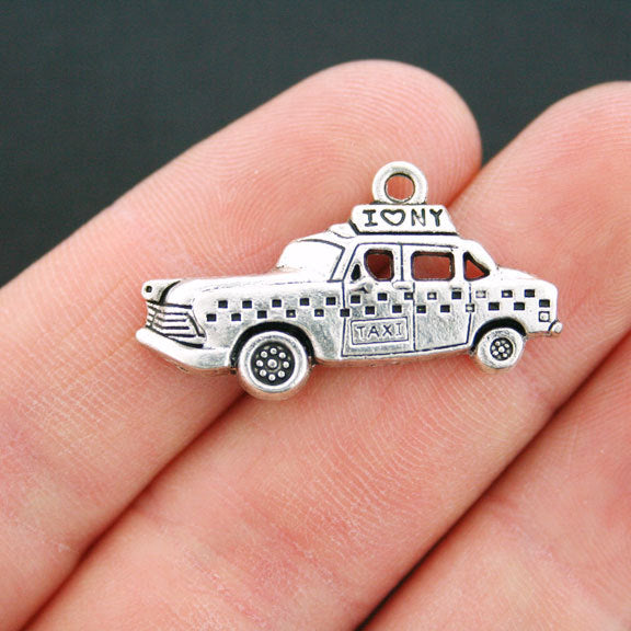 6 Taxi Antique Silver Tone Charms - SC5015