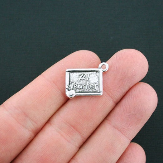 6 Teacher Antique Silver Tone Charms - SC2956