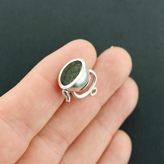 6 breloques ton argent antique théière 3D - SC3844