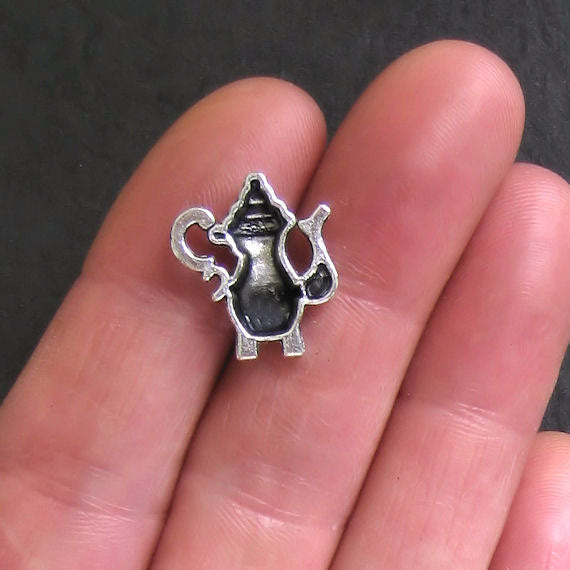 6 Teapot Antique Silver Tone Charms - SC368