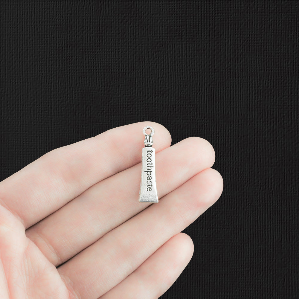 6 breloques de ton argent antique dentifrice 3D - SC534