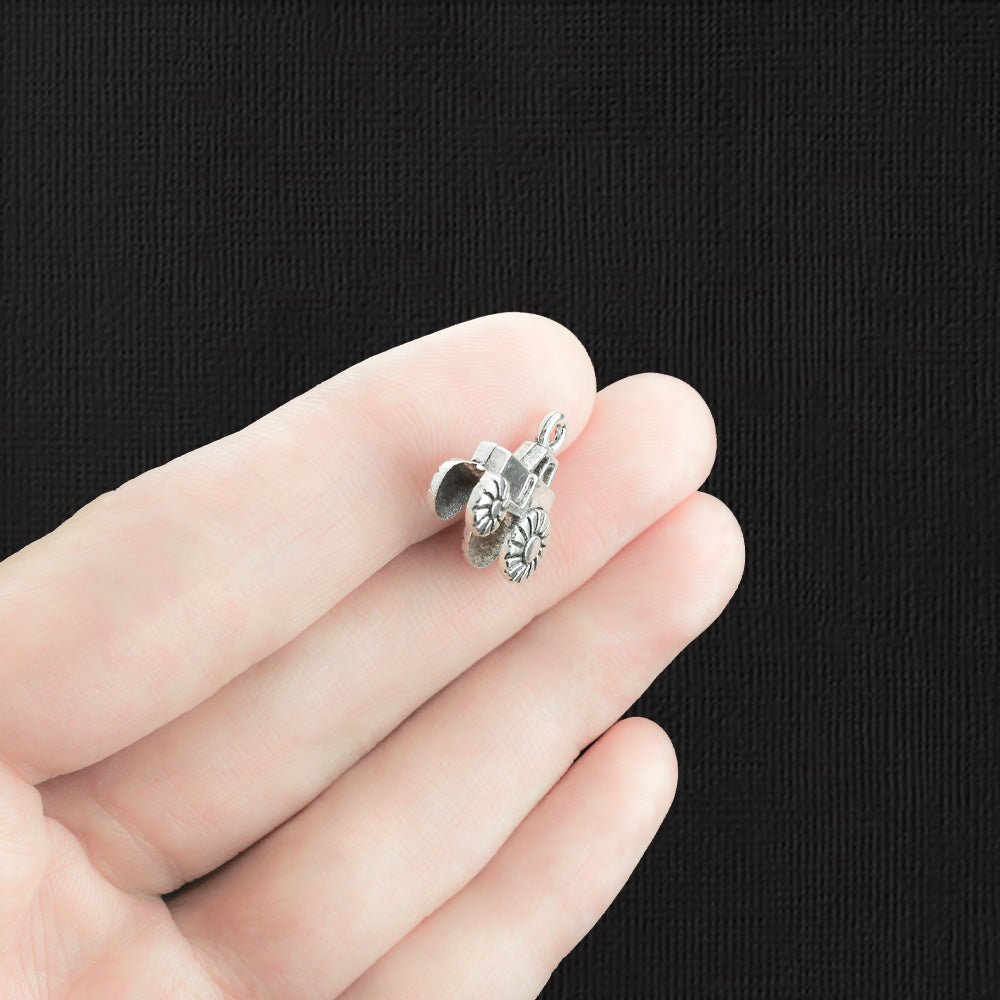 6 breloques ton argent antique tracteur 3D - SC650